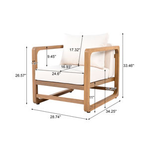 Chaise longue d'extérieur en bois d'acacia de qualité supérieure - <span class=keywords><strong>Christopher</strong></span> Knight Home, siège surdimensionné avec coussin blanc, mobilier de patio durable - Product Image 4