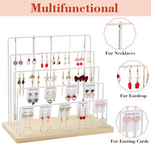 עמדת תצוגה לעגיל למכירת מסך מתלה עגיל עם 40 כרטיסי עגיל 5 יבוץ תכשיטים 5 קומות עבור ספקים לבן - Product Image 3