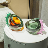 Bol en verre Morandi, soufflé à la main, avec des couleurs contrastées superposées, bord en zigzag, bol décoratif pour bijoux