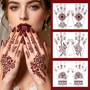 Pegatinas de <span class=keywords><strong>Tatuajes</strong></span> Temporales de Henna <span class=keywords><strong>Roja</strong></span> Marrón Personalizadas al por Mayor, Calcomanías Impermeables de Encaje Mandala Floral <span class=keywords><strong>para</strong></span> Manos, Pies y Cuerpo <span class=keywords><strong>para</strong></span> Mujeres - Product Image 2