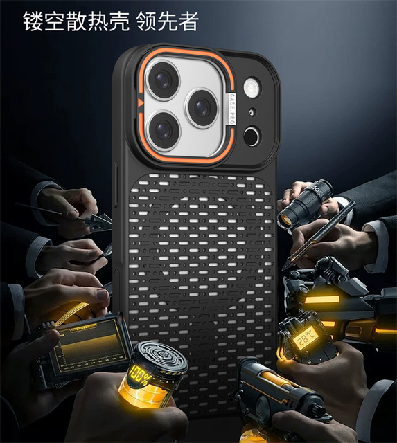 Original Cooling Heat Dissipation Invisable Camera Frame Holder Magnetic Shockproof Phone Case for IP 11 12 13 14 15 16 17
