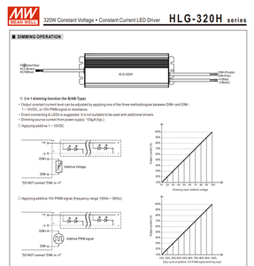 MEAN WELL HLG-320H-12 264W <b>12V</b> 22A CV‑CC <b>LED</b> <b>Driver</b> AC90‑305Vac IP65‑IP67 Waterproof Adjustable Power Supply - Product Image 4