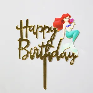 Gedrukt Acryl Cake Topper Gold Mirrored Acryl Flamingo Cake Toppers