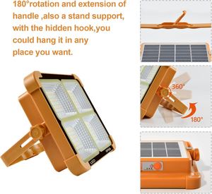 ไฟสปอร์ตไลท์ LED พกพา ระดับ IP66 กำลังไฟ 100W ตัวเรือนอะลูมิเนียม มุมลำแสง 270 องศา แสงขาว 6000K ใช้พลังงานแสงอาทิตย์ ชาร์จผ่าน USB เหมาะสำหรับไฟส่องสว่างภูมิทัศน์ - Product Image 3