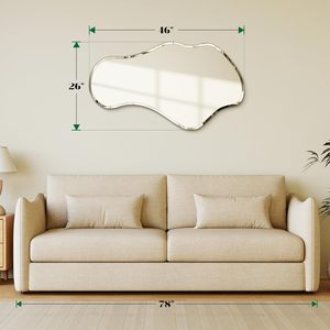 Miroir mural irrégulier Wiserset 26x46 pouces, sans cadre, en forme de nuage, design contemporain pour salle de bain, chambre à coucher, salon - Product Image 3