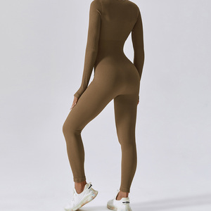 Combinaisons de Yoga grande taille sans couture pour filles, combinaisons de sport une pièce à manches longues - Product Image 3