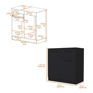 Commode Loonam noire à 2 portes et 1 tiroir - Product Image 6