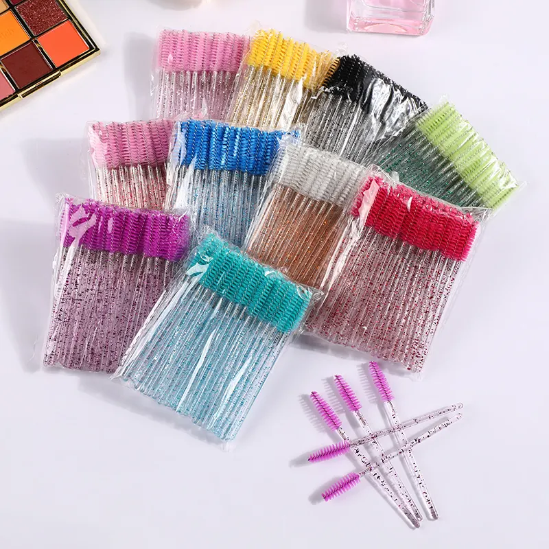 AIYUN Factory Direkt versorgung Neuankömmling Einweg Crystal Glitter Makeup Wimpern Wimpern Pinsel Pinsel Mascara Wands