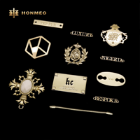 Étiquette métallique en alliage de zinc HONMEO pour jeans, logo personnalisé, étiquette de vêtement OEM ODM plaquée pour vêtements, sacs, chaussures et accessoires