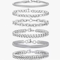 Set Gelang Pria Cuban Terlaris, Bahan Stainless Steel Anti Air dan Tidak Luntur