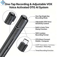 Grabadora de Voz Digital Q97 de 64 GB, Conector Tipo C, Formato de Audio WAV, Grabación de Larga Duración, Grabación con un Clic, Toma de Notas en Reuniones