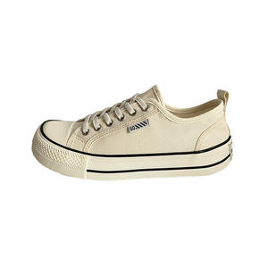 2025 verano nuevo estilo coreano para <span class=keywords><strong>zapatillas</strong></span> de lona con cabeza de <span class=keywords><strong>Mango</strong></span> para mujer feo lindo Casual zapatos planos con cordones de suela gruesa de moda - Product Image 1