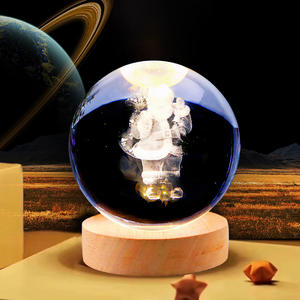 Cadeau de noël 3D galaxie boule de cristal Base en bois système solaire planète lumière LED chambre Table bureau décoration veilleuse - Product Image 3
