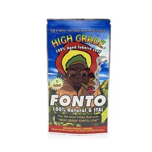 Descuento barato personalizado impresión vacío caliente grabba hojas naturales envolturas fronto hojas de tabaco envolturas bolsa con cremallera