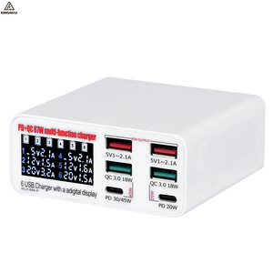 Cargador USB de pared 6 en 1, pantalla LCD, múltiples puertos PD 65W, cargador súper rápido tipo C, Cable para 5V 9V 100W para cargador de iPhone - Product Image 2