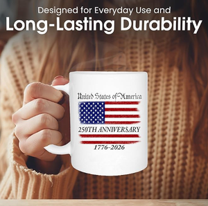 Taza <span class=keywords><strong>de</strong></span> Cerámica Personalizada al por Mayor con Diseño 2026 para el 250 Aniversario del Día <span class=keywords><strong>de</strong></span> la Independencia <span class=keywords><strong>de</strong></span> EE. UU., Taza <span class=keywords><strong>de</strong></span> Café Creativa para Regalo - Product Image 6