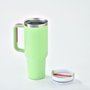 Factory Bulk Customized 25pcs/case 40oz Tumbler <b>with</b> Handle <b>with</b> Cheetah Print Design H2.0 Laser Engraved Bull Head Mugs - Product Image 2