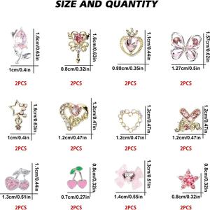 24 Uds Y2K aleación decoración de uñas 3D corazón estrella Arco cereza gema brillante accesorios suave <span class=keywords><strong>manicura</strong></span> Metal plástico francés <span class=keywords><strong>Navidad</strong></span> - Product Image 5