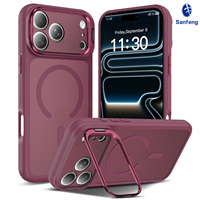 Premium draadloze oplaadbare magnetische telefoonhoes voor iPhone 18 17 16 Pro Max met metalen lensframe, standaard en beschermende cover met skin-feel afwerking