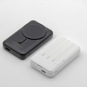 Custom Logo 10000mAh Portable 15W Wireless Charge Power Bank PD 22.5W Fast <b>Charging</b> with 3 <b>Cables</b> Powerbank With Holder - Product Image 4