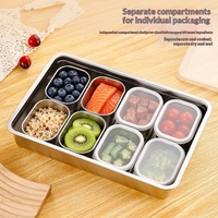 Boîte de conservation alimentaire hermétique en acier inoxydable avec couvercle, organisateur de collations pour réfrigérateur domestique