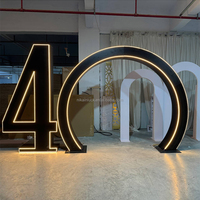Arche géante en acrylique noire avec LED pour fête d'anniversaire NIKA, grand chiffre 40, toile de fond pour décorations d'anniversaire
