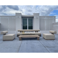 Vente chaude d'usine de canapé villa en teck de jardin avec terrasse en bois Ensemble de mobilier d'extérieur de luxe en bois massif et patio d'hôtel