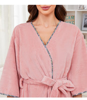 Genou Longueur Rose Femmes D'été Peignoir Hôtel Spa En Gros Doux Peignoir Bonne Absorption D'eau Corail Polaire Robe Femme