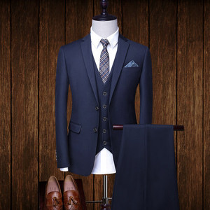 Costume <span class=keywords><strong>trois</strong></span> pièces pour <span class=keywords><strong>homme</strong></span>, couleur unie, col plat, anti-rides, multi-tailles, personnalisé, pour occasions de mariage - Product Image 2