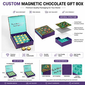 Caja de Embalaje Cuadrada de Papel Reciclado con Cierre Magnético Personalizado para Postres, Dulces y Chocolate, con Inserto, Venta al Por Mayor de Fábrica - Product Image 1