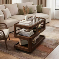 Table basse en bois à roulettes Rosegia moderne OEM/ODM - Étagère de rangement multifonction durable, légère et facile à assembler