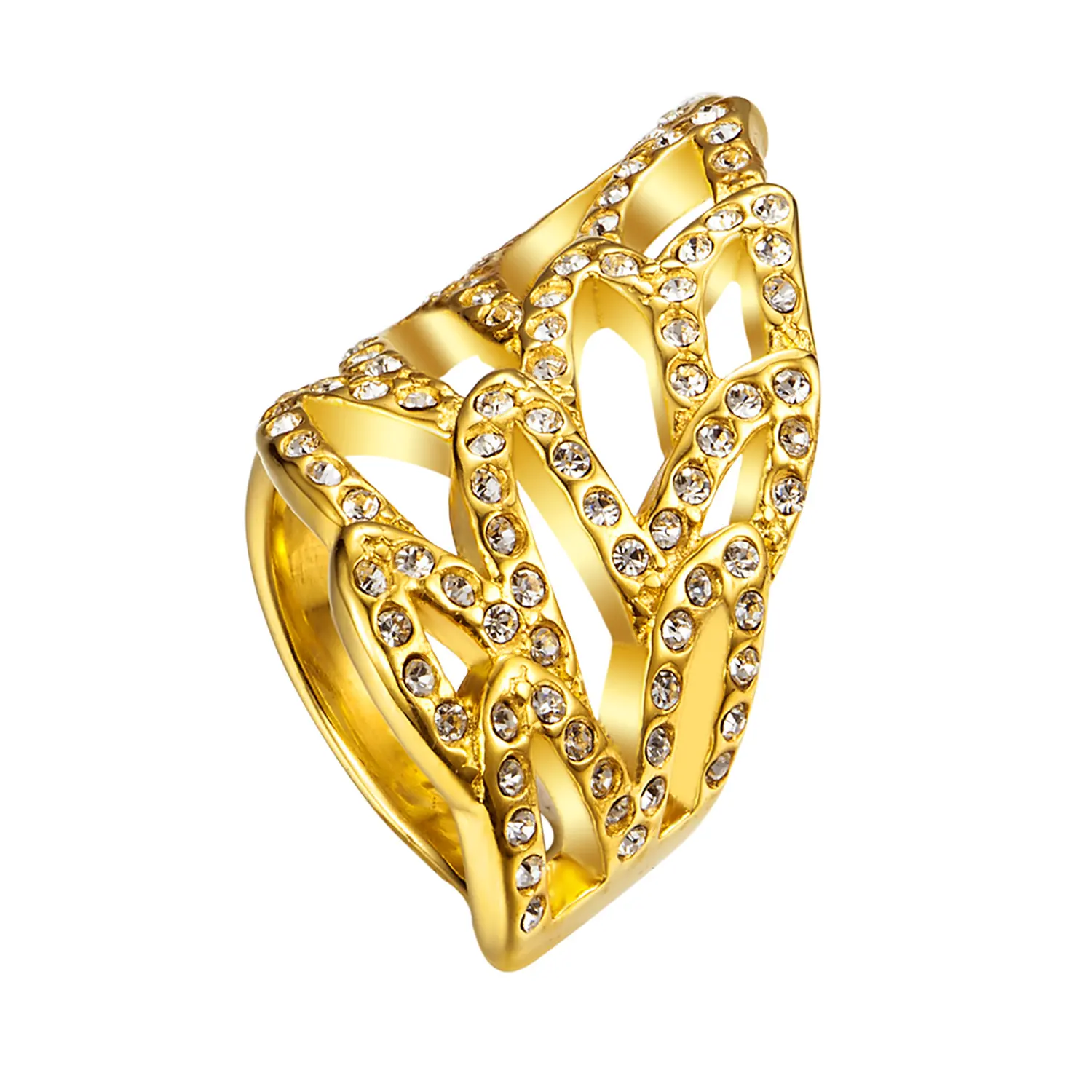 new design luxury stainless steel gold diamond rings for teenagers jewelry