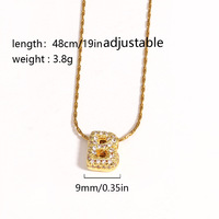Collar con Letra Inicial A-Z Chapado en Oro de 18K con Circonitas, Colgante de Letra Burbuja, Cadena de Cuerda Trenzada, Amuleto Alfabético para Mujer