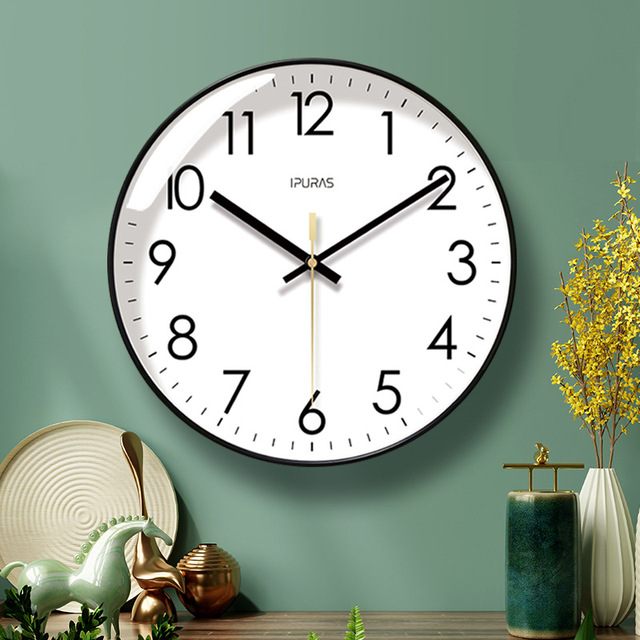 Classic Quartz Clock Silent Calendar Wall Clock for Living Room Modern Plastic Digital Sweep Second Wall Watch