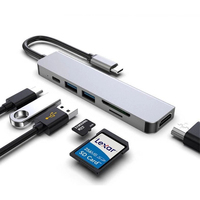 Hub USB-C 6 en 1 Multifunción Tipo C a HDTV Hub 4K 30hz Usb 3.0 SD Tf Estación de Acoplamiento PD Carga Rápida OTG Lector de Tarjetas