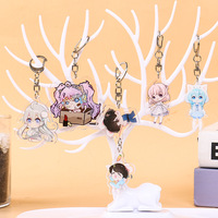 Vente en gros de porte-clés japonais en acrylique de dessin animé mignon figurines populaires porte-clés pendentif holographique clair breloques