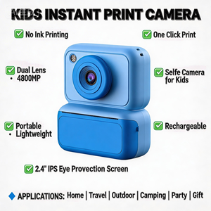 Mini appareil photo instantané pour enfants CCD, vidéo Full HD, grand angle 120°, vlog, photos, matériau ABS sûr, mémoire intégrée 128 Go - Product Image 5