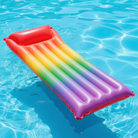 Arc-en-ciel personnalisé PVC gonflable flotteur rectangulaire piscine natation jouets pour enfants piscine flotteurs et radeaux