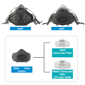 Maschera Antigas Riutilizzabile TPE 550P di Alta Qualità, Copertura Completa o Mezza Faccia, Protezione a 3 Strati, Antipolvere, Regolabile - Product Image 3