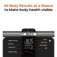 Báscula Inteligente con Pantalla VA y Cristal Templado ITO, Tecnología de Sensor de 8 Electrodos para Aplicaciones, Capacidad de 180 kg, Pantalla Digital