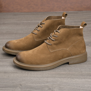 Botas de Tobillo para Hombre, Estilo Martin, Punta Redonda, Cuero Genuino, con Cordones, Transpirables, Zapatos Casuales de Otoño - Product Image 1