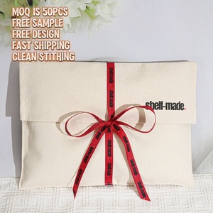 حقيبة تغليف أحذية ملابس قماشية قطنية طبيعية قابلة لإعادة التدوير مع شريط كيس مغلف غبار هدية قطن قابل لإعادة الاستخدام - Product Image 2