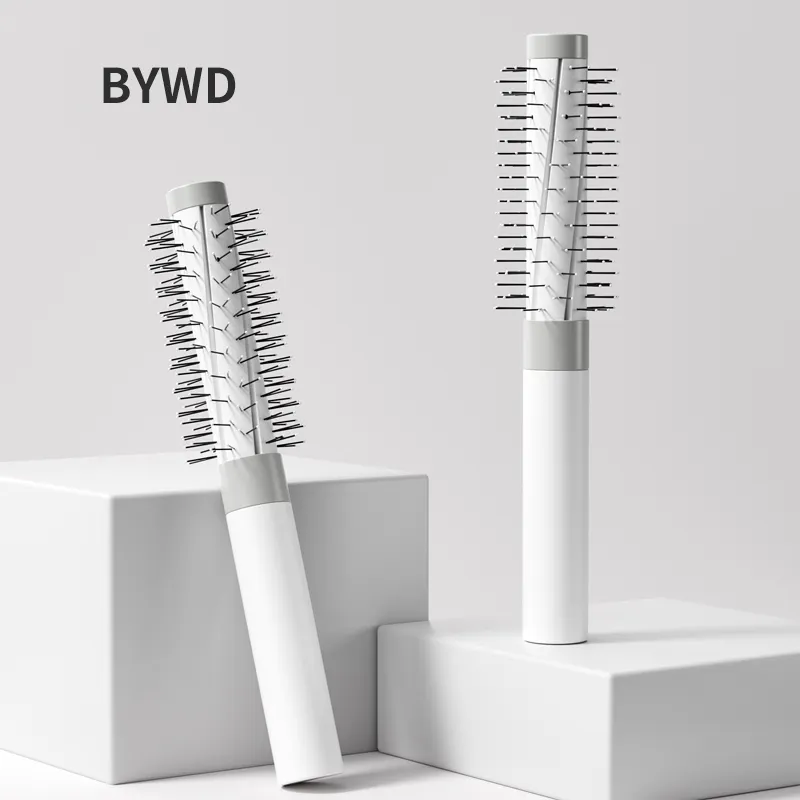 BYWD sikat bulat plastik profesional, sisir rambut spiral anti statis untuk wanita, alat penata rambut salon