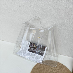 Sac fourre-tout de plage en chlorure de polyvinyle en plastique transparent gelée de luxe pour femmes, sac fourre-tout décontracté à la mode - Product Image 2