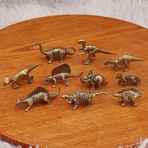 Figurines de dinosaures en laiton faites à la main, sculpture d'animaux préhistoriques pour animal de compagnie de thé, décoration de bureau, cadeau de collection - Product Image 3