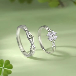 Bague Tianyi S925 en argent sterling avec zircon, motif trèfle à quatre feuilles, pour hommes, femmes et couples, ajustable, série <span class=keywords><strong>Mori</strong></span>, design simple - Product Image 2