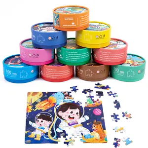 Multi Thema Cartoon 100 Stukjes Papier Puzzel Kinderen Papieren Buis Verpakking Puzzel Spel Cartoon Patroon Speelgoed