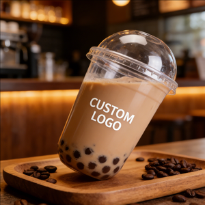 Gobelet à thé au lait Boba en plastique à paroi simple personnalisé de 15 oz, 90 mm, transparent, pour les boutiques de thé au lait - Product Image 1