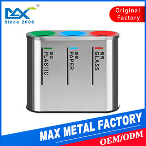 Venta al por mayor de la fábrica oval 2/3/<span class=keywords><strong>4</strong></span> compartimento de <span class=keywords><strong>basura</strong></span> de acero inoxidable de papelera de <span class=keywords><strong>reciclaje</strong></span> para Centro Comercial - Product Image 2