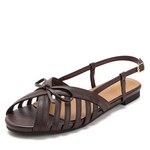 Sandali Estivi da <span class=keywords><strong>Donna</strong></span> Vintage Fatti a Mano <span class=keywords><strong>con</strong></span> Fiocco Intrecciato Punta Tonda Aperta <span class=keywords><strong>Tacco</strong></span> Basso a Blocco per Uso Quotidiano, Feste e Abiti Casual - Product Image 2
